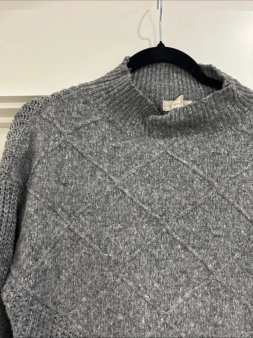 Cupio KNIT Gray Textured Cowl Neck Sweater